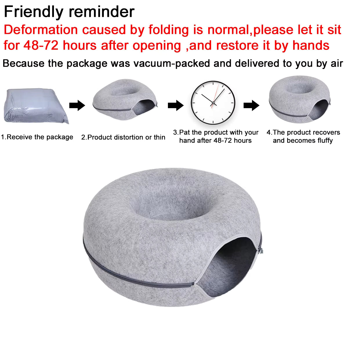 Donut Cat Bed - Ultra Cozy Calming Bed for Cats