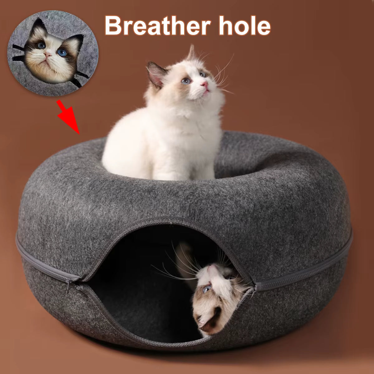 Donut Cat Bed - Ultra Cozy Calming Bed for Cats